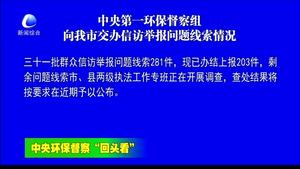 中央第一環(huán)保督察組向我市交辦信訪舉報問題線索情況
