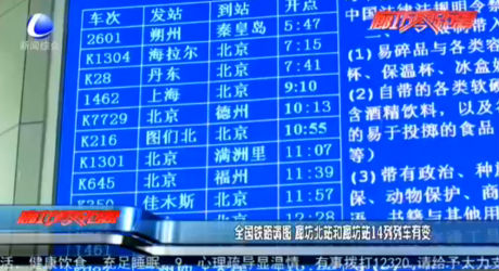 全國(guó)鐵路調(diào)圖 廊坊北站和廊坊站14列列車(chē)有變